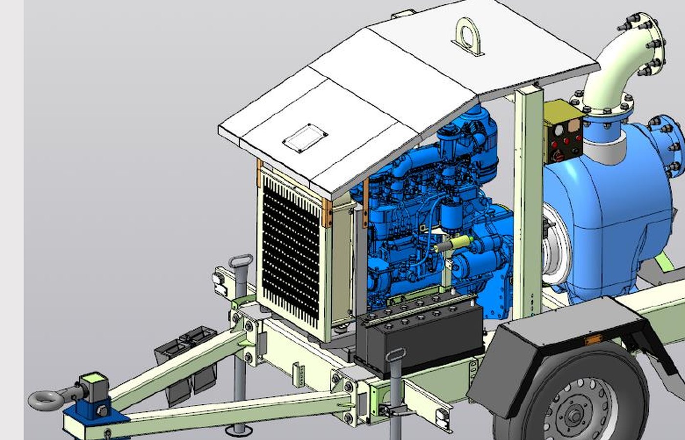 CAD model of a mobile diesel pumping unit